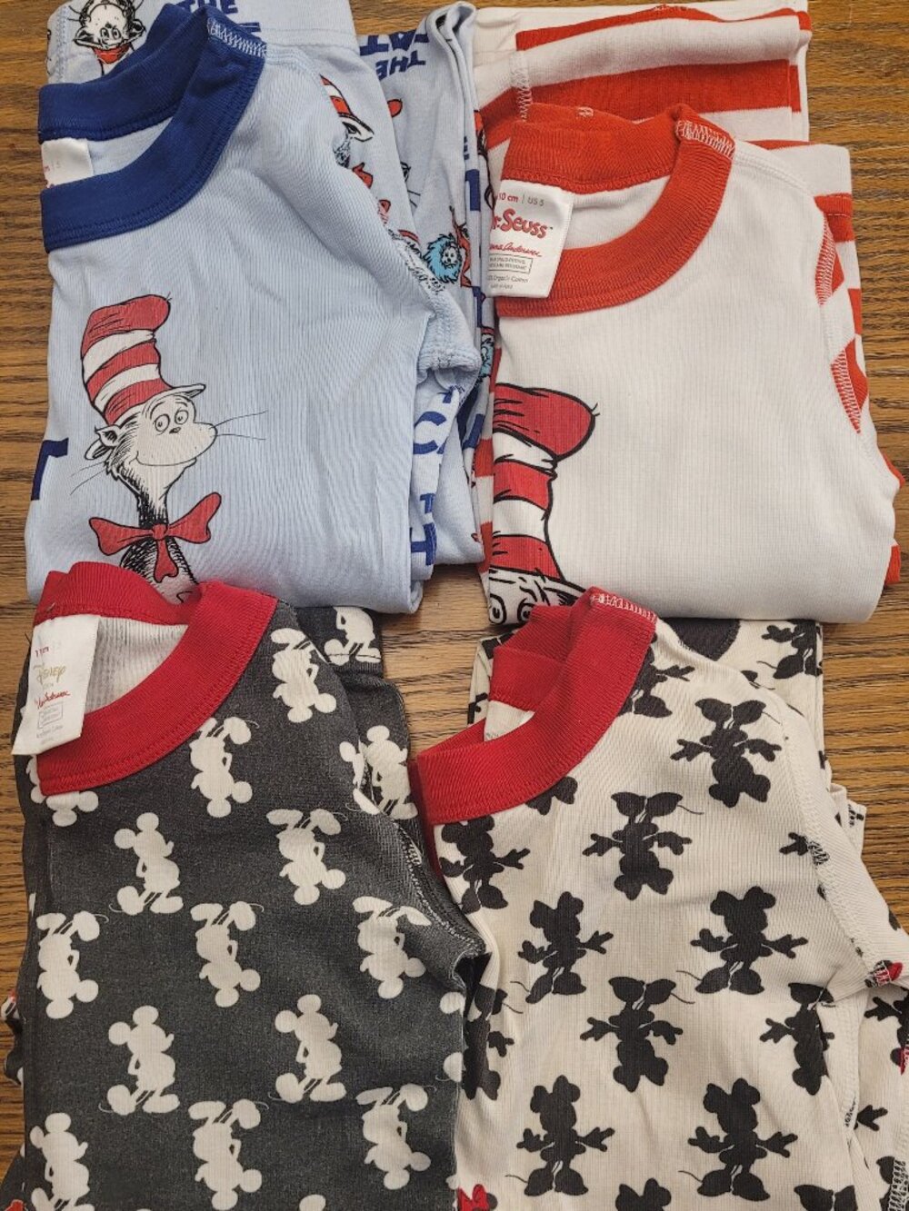 Hanna Andersson PJs Pajamas Lot / Bundle - 110 / 5 - Mickey MInnie Mouse Cat Hat